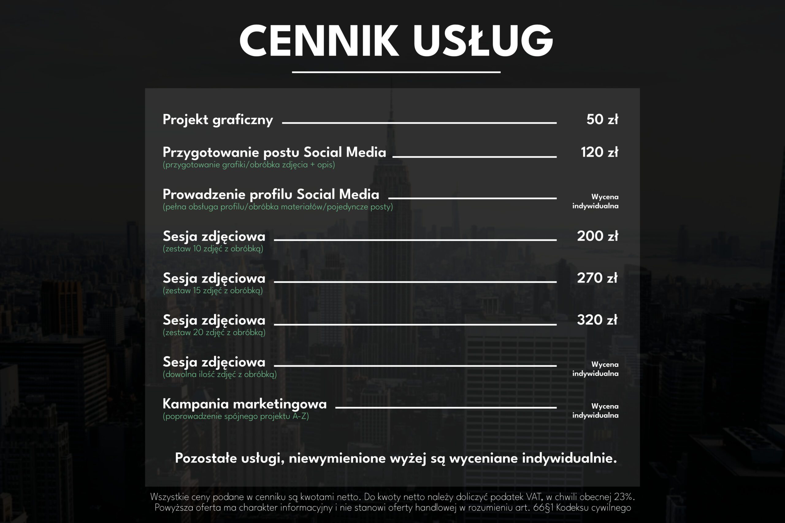 cennik wlasny